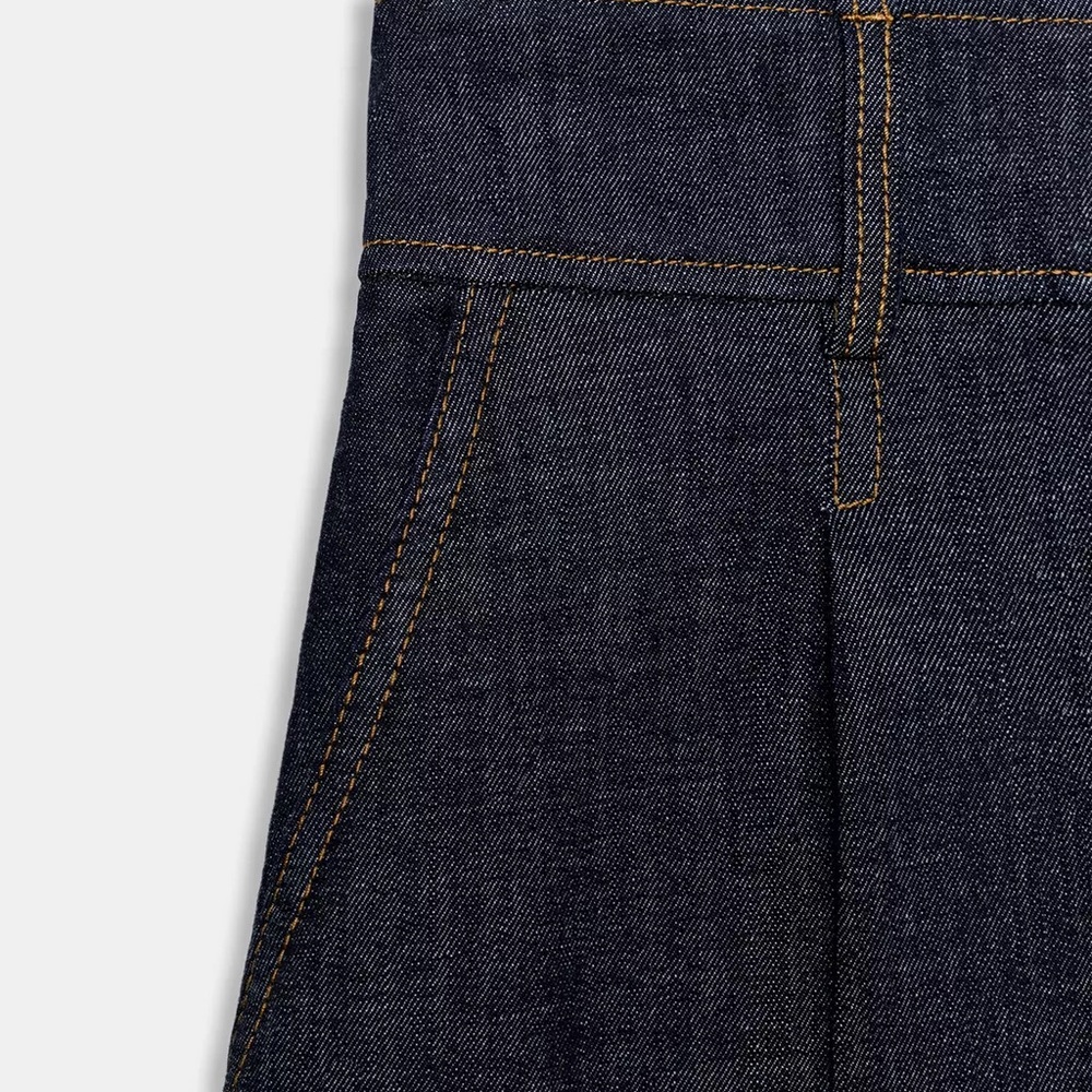 ZARA Dark Indigo Wide-Leg Culotte Pants - Picture 8 of 10